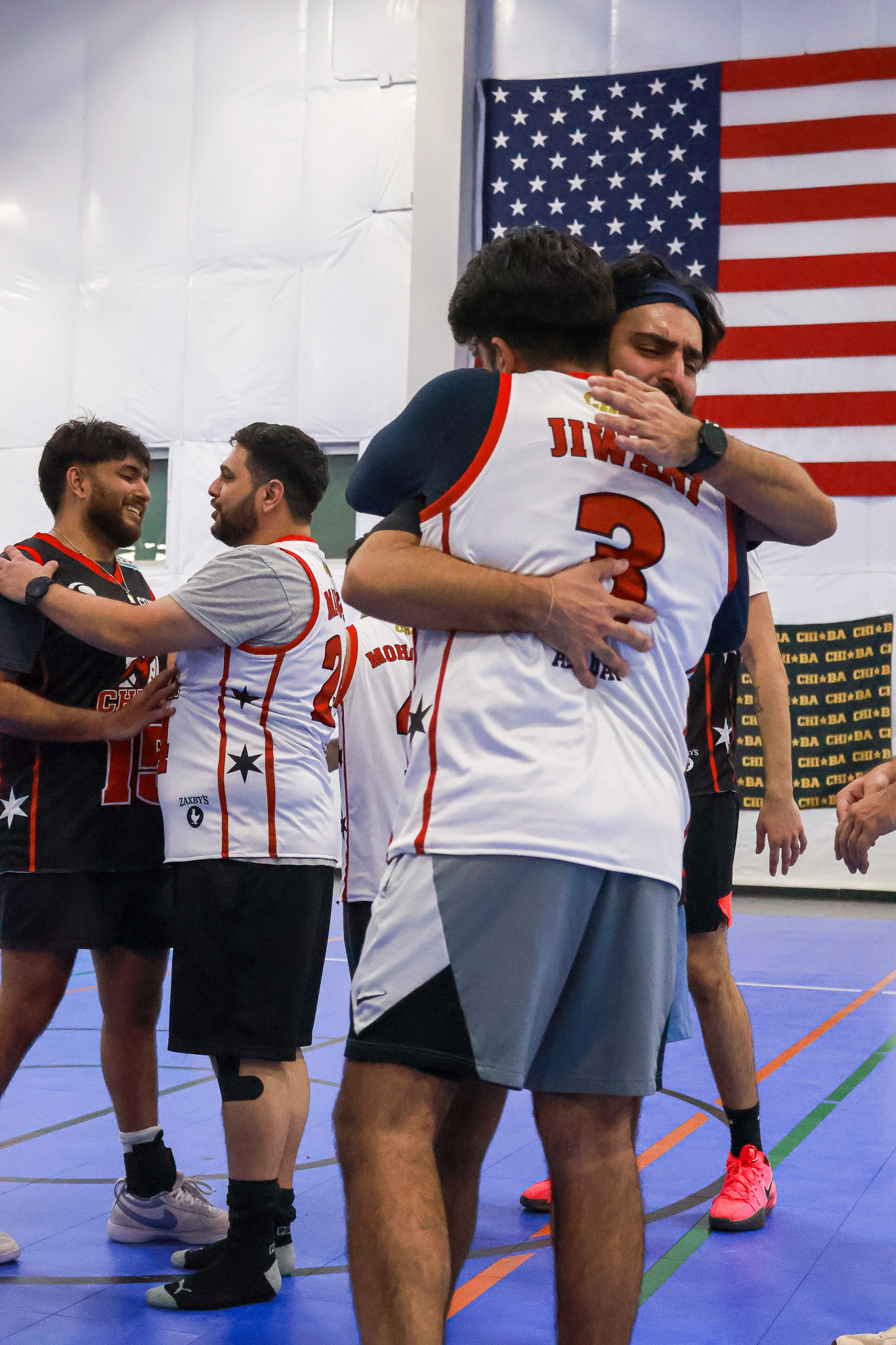 Basketball team celebrating